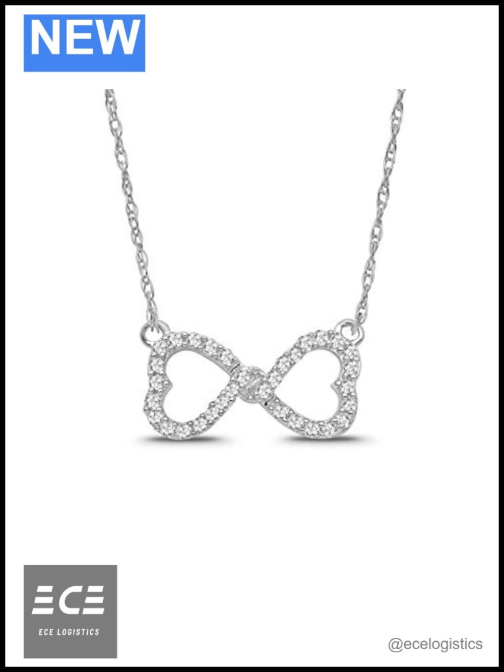 925 Sterling Silver 1/5 cttw Diamond Infinity Heart Pendant Necklace 18"